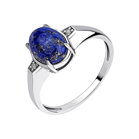 Кольцо из серебра с лазуритом и фианитами со скидкой