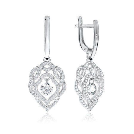 Серьги из серебра с фианитами 2340200769л от KRASNOE, металл Серебро, вставка Фианит