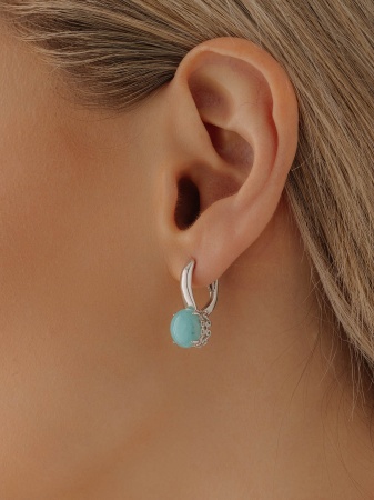 Серьги из серебра с амазонитами 2340371263 от KRASNOE, металл Серебро, вставка Амазонит