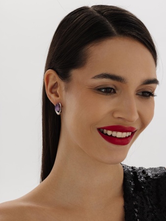 Серьги из серебра с чароитами