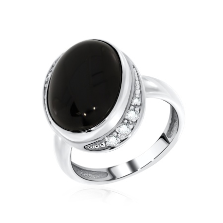 Купить кольцо из серебра с агатом и фианитами в интернет-магазине KRASNOE