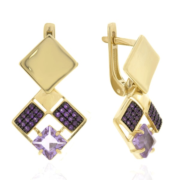 Серьги из серебра с аметист 2321064755л от KRASNOE, металл Серебро, вставка Аметист