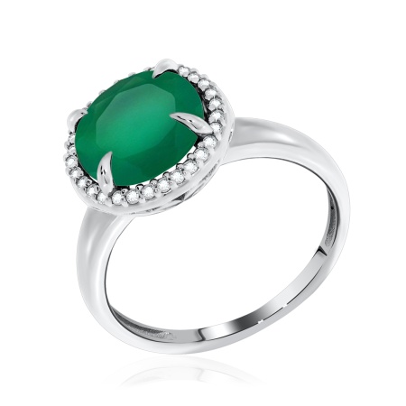 Купить кольцо из серебра с агатом и фианитами в интернет-магазине KRASNOE