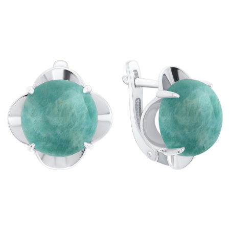 Серьги из серебра с амазонитами 2340375782 от KRASNOE, металл Серебро, вставка Амазонит
