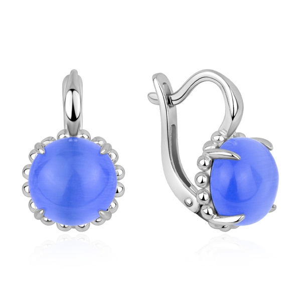 Серьги из серебра с кошачим глазом