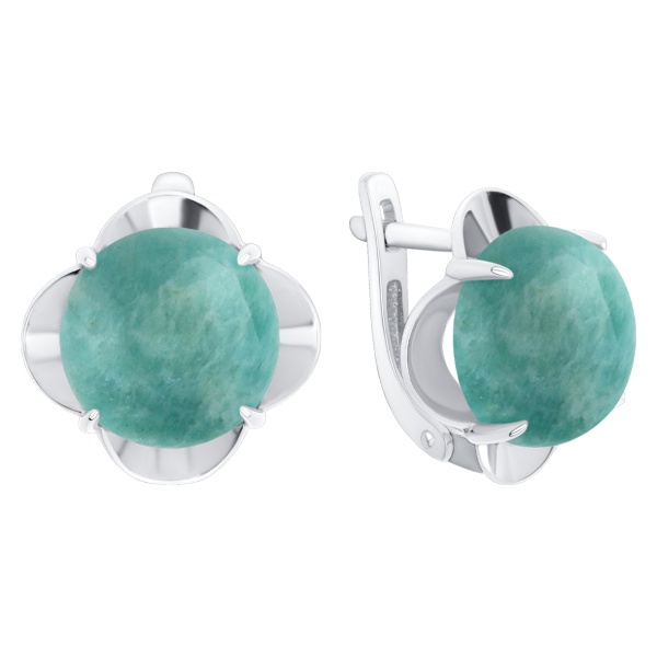 Серьги из серебра с амазонитами 2340375782 от KRASNOE, металл Серебро, вставка Амазонит
