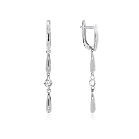 Серьги из серебра с фианитами 2340200796 от KRASNOE, металл Серебро, вставка Фианит