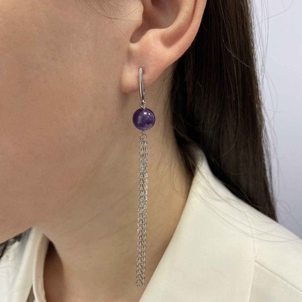 Серьги из серебра с аметист