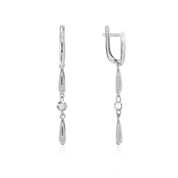 Серьги из серебра с фианитами 2340200796 от KRASNOE, металл Серебро, вставка Фианит