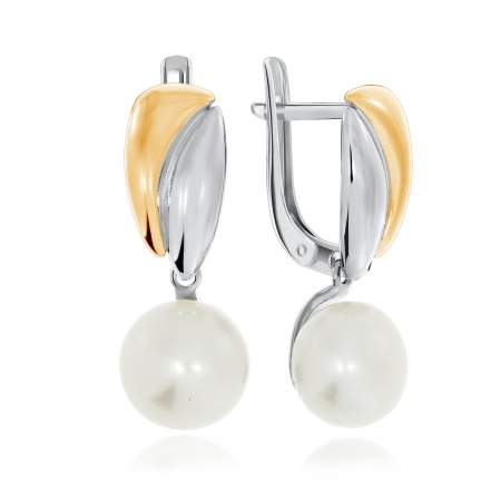 Серьги из серебра с жемчугом 2329240899-2 от KRASNOE, металл Серебро, вставка Жемчуг Имитация