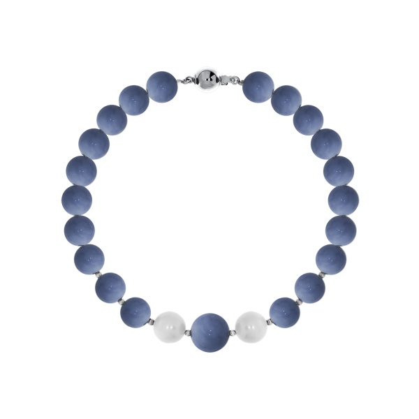 Купить браслет из серебра с жемчугами и ангелитами