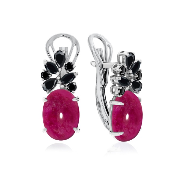 Серьги из серебра с агатами и фианитами