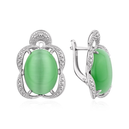Серьги из серебра с кошачим глазом