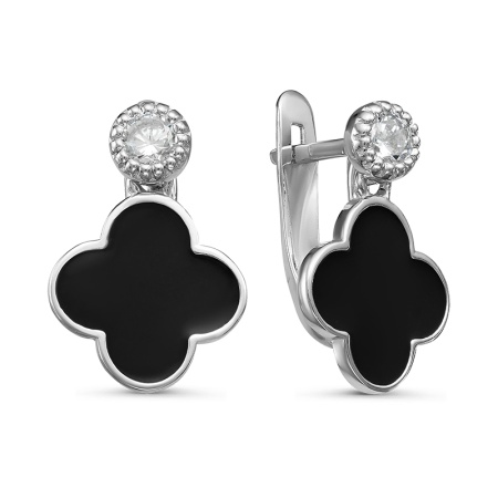 Серьги из серебра с920453 от KRASNOE, металл Серебро, вставка фианит,эмаль