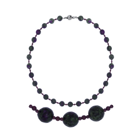 Бусы из серебра с агатами и гранатами 8340396074-45