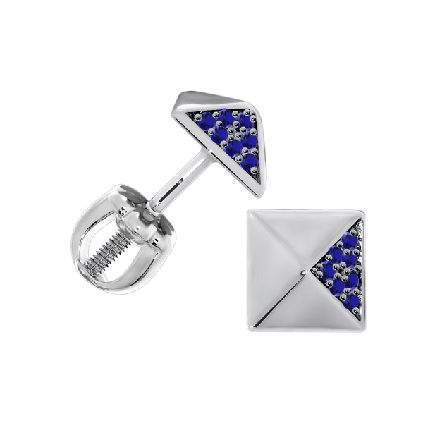 Пусеты из серебра с ситаллами