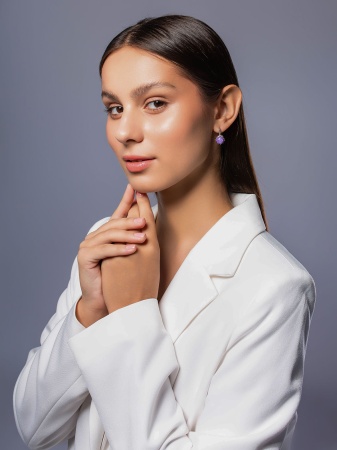 Серьги из серебра с чароитами