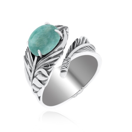 Купить кольцо из серебра с амазонитом в интернет-магазине KRASNOE