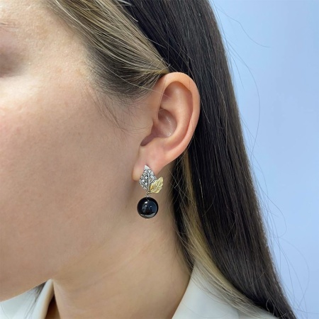 Серьги из серебра с агатами и фианитами 2317392272-20 от KRASNOE, металл Серебро, вставка Агат