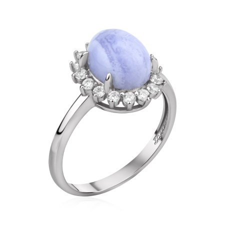 Купить кольцо из серебра с агатом и фианитами в интернет-магазине KRASNOE