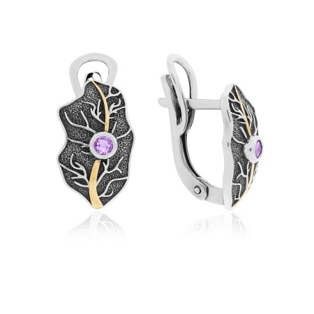 Серьги из серебра с аметист со скидкой