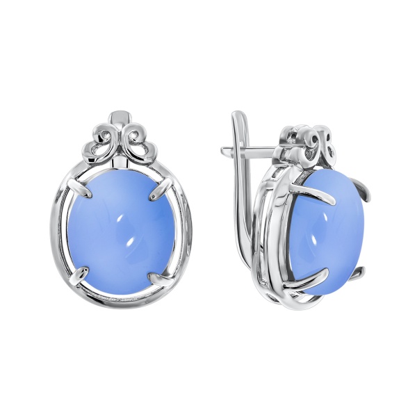Серьги из серебра с халцедонами со скидкой