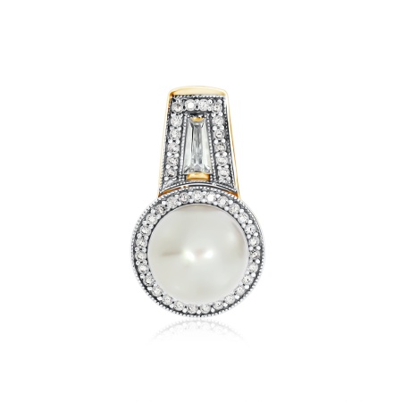 Купить подвеска из серебра с жемчугом и фианитами