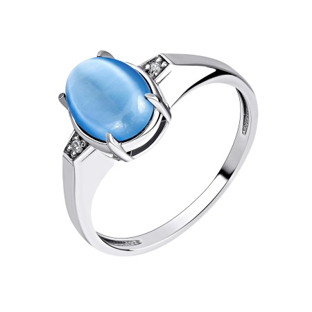 Купить кольцо из серебра с кошачий глазом и фианитами в интернет-магазине KRASNOE