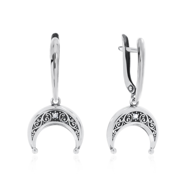Серьги из серебра с фианитом