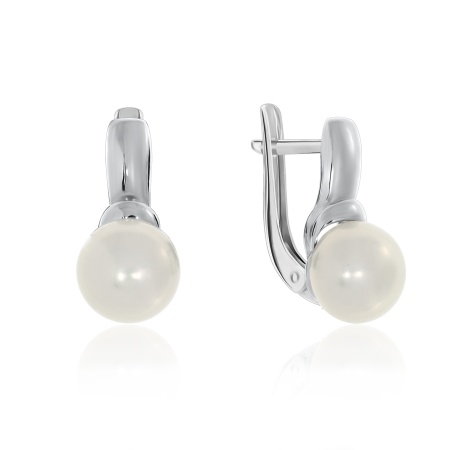 Серьги из серебра с жемчугами 2340050894 от KRASNOE, металл Серебро, вставка Жемчуг