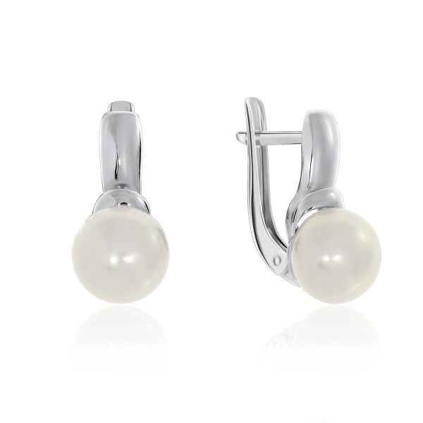 Серьги из серебра с жемчугами 2340050894 от KRASNOE, металл Серебро, вставка Жемчуг
