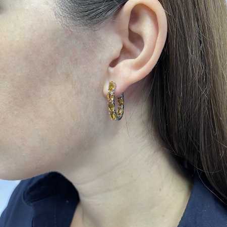 Серьги из серебра с цитринами 2340111182 от KRASNOE, металл Серебро, вставка Цитрин