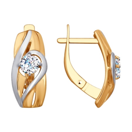 Серьги из золота с фианитом 028057 от KRASNOE, металл Золото, вставка Фианит