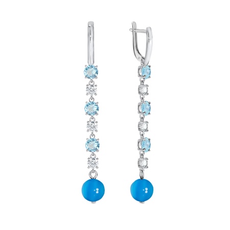 Серьги из серебра с агатами, фианитами и топазами 2340871519-99 от KRASNOE, металл Серебро, вставка Агат