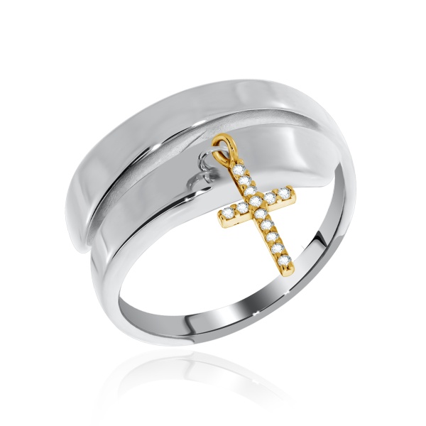 Кольцо из серебра с фианитами со скидкой