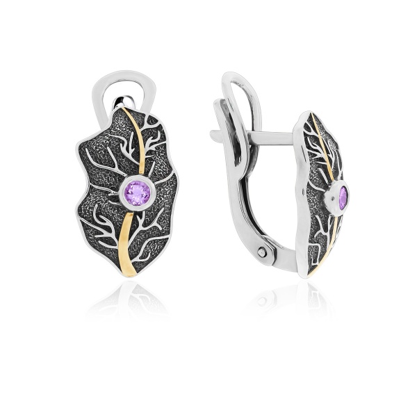 Серьги из серебра с аметист со скидкой