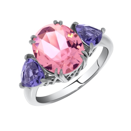 Купить кольцо из серебра с фианитом и кристалл ювелирныйами в интернет-магазине KRASNOE