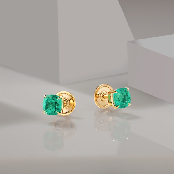 Пусеты из золота с изумрудами 2400012805 от KRASNOE, металл Золото, вставка Изумруд