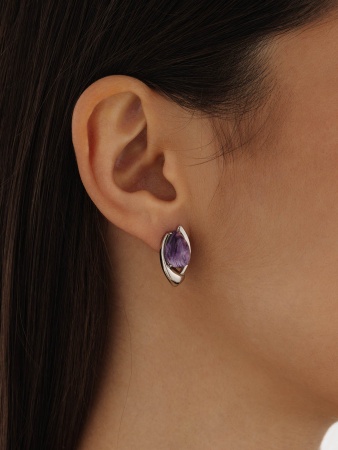 Серьги из серебра с чароитами