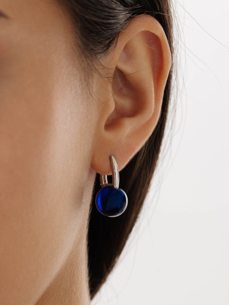 Серьги из серебра с синими кристаллами 2340294318-80 от KRASNOE, металл Серебро, вставка 