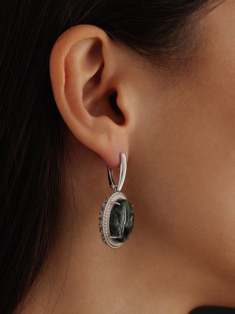 Серьги из серебра с серафинитом