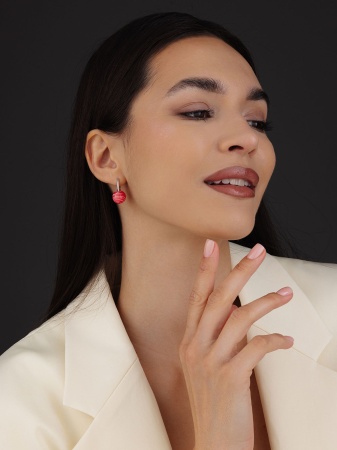 Серьги из серебра с родохрозитом