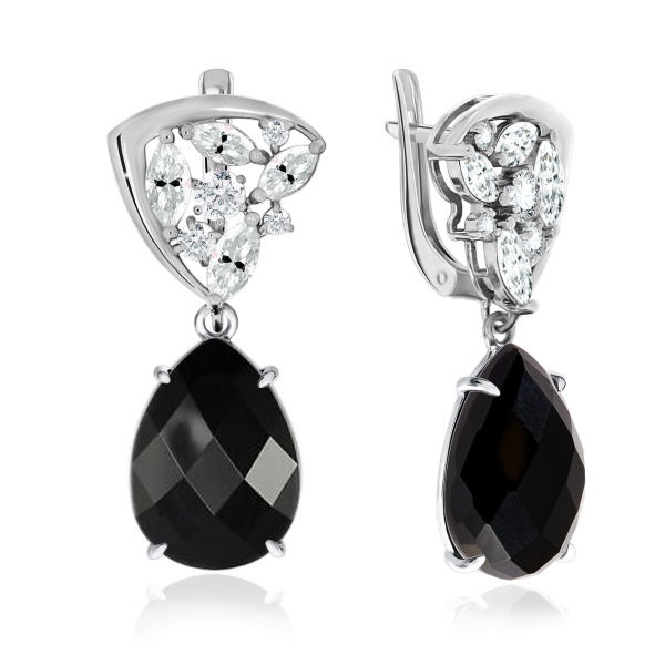 Серьги из серебра с агатами и фианитами 2340390885-20 от KRASNOE, металл Серебро, вставка Агат