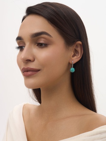 Серьги из серебра с амазонитами 2340372311 от KRASNOE, металл Серебро, вставка Амазонит