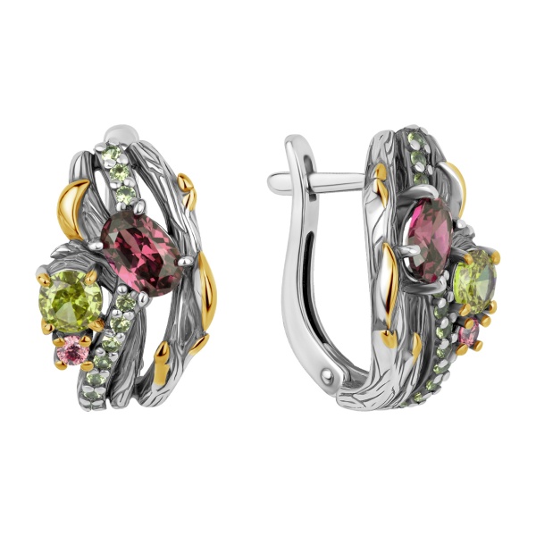 Серьги из серебра с ситаллами