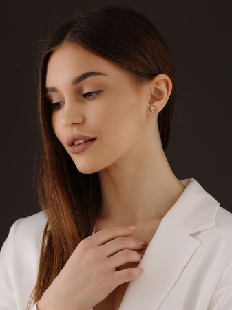 Пусеты из серебра с фианитами 2320201934 от KRASNOE, металл Серебро, вставка Фианит