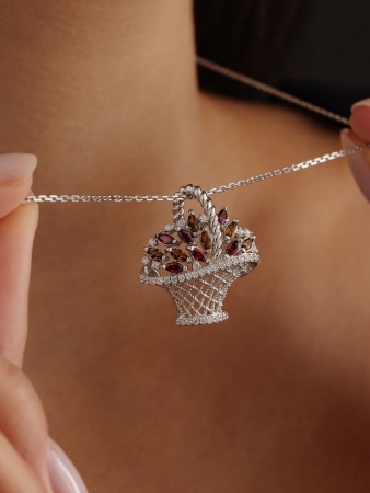 Купить подвеска из серебра с кристалл ювелирныйами и фианитами