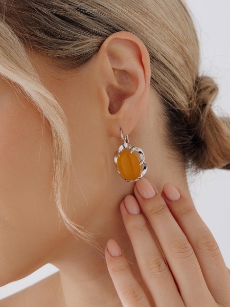 Серьги из серебра с агатами