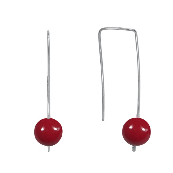 Серьги из серебра с кораллами 2340281064 от KRASNOE, металл Серебро, вставка Коралл Синт.