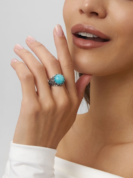 Купить кольцо из серебра с амазонитом в интернет-магазине KRASNOE